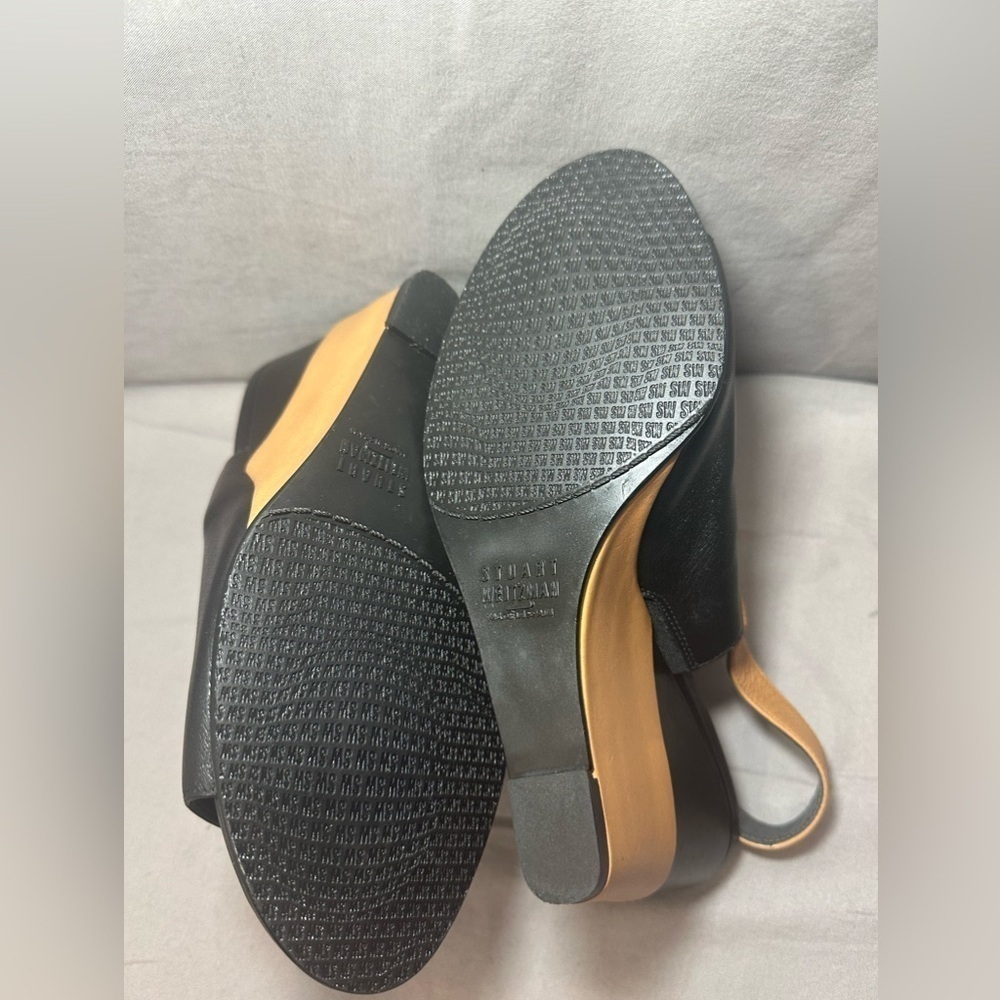 Stuart Weitzman back/tan leather 4” wedge size 5.5 - Picture 2 of 9